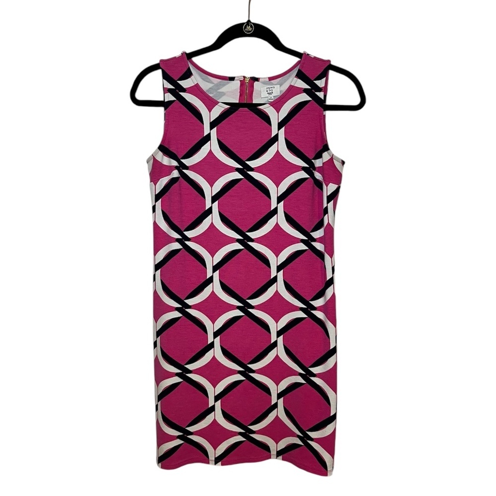 Crown & Ivy Pink Black & White Beach Knit Sleeveless Dress Size: PP - Picture 2 of 9